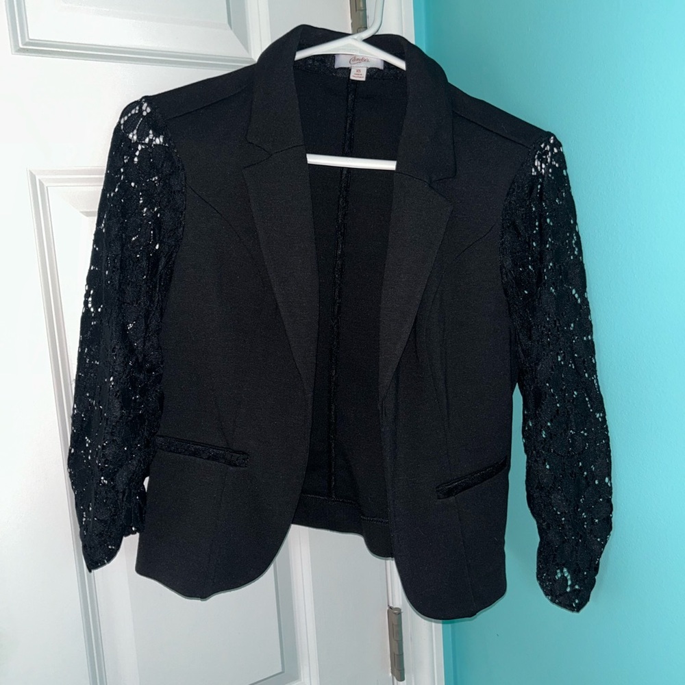Candie's Black Blazer with Lace Sleeves